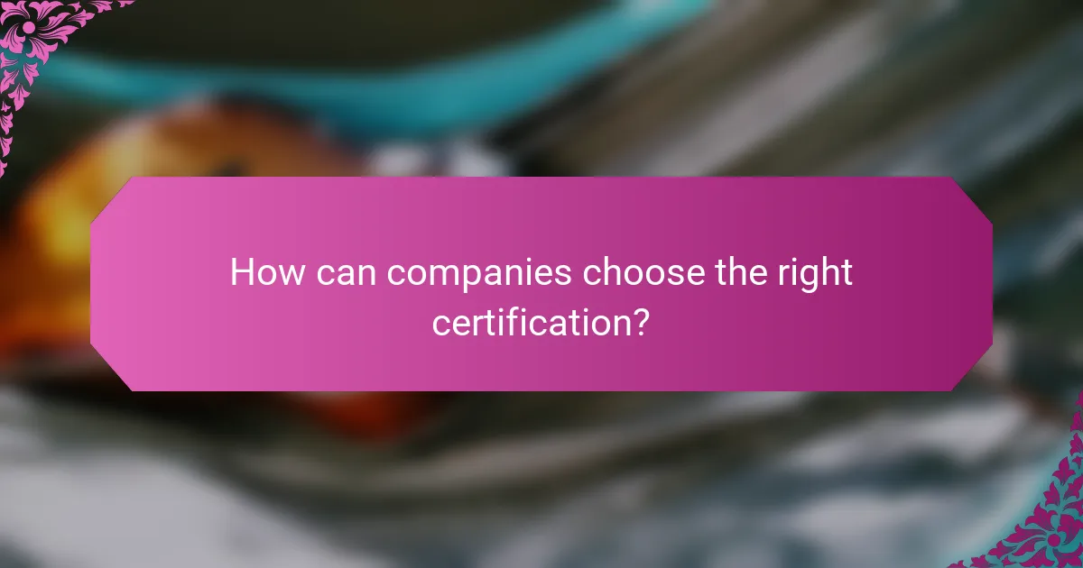How can companies choose the right certification?
