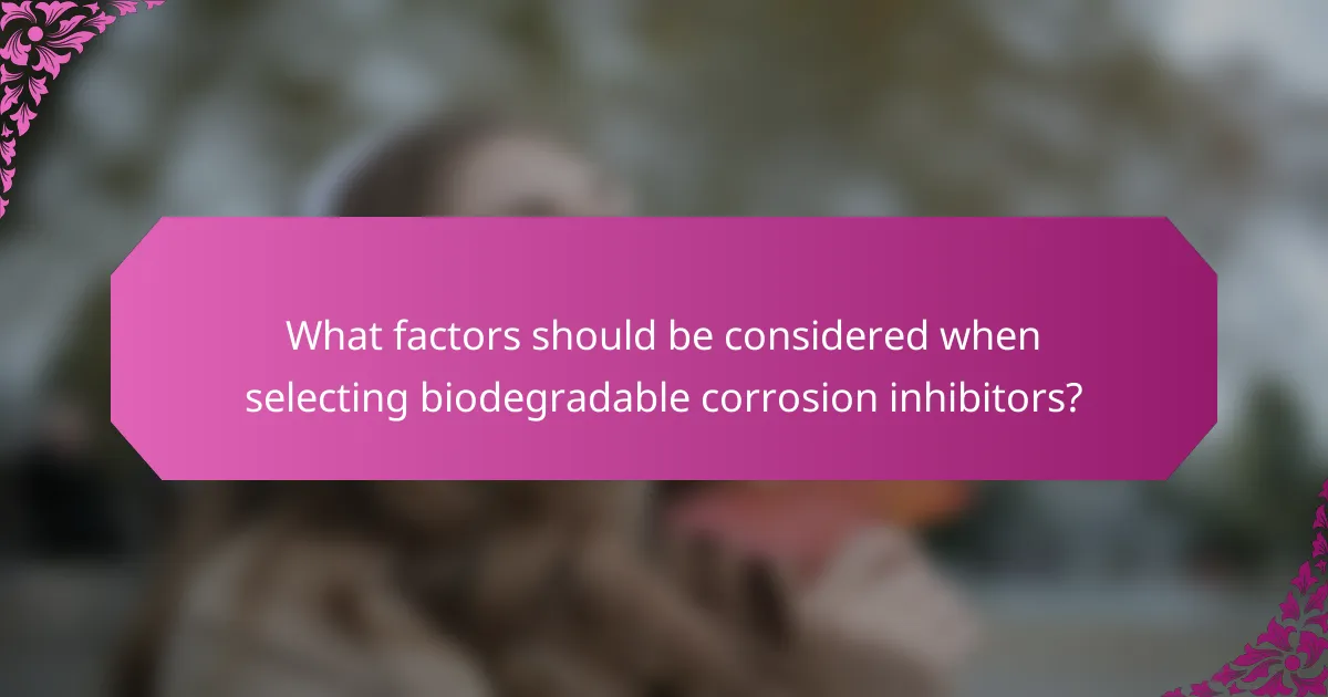 What factors should be considered when selecting biodegradable corrosion inhibitors?